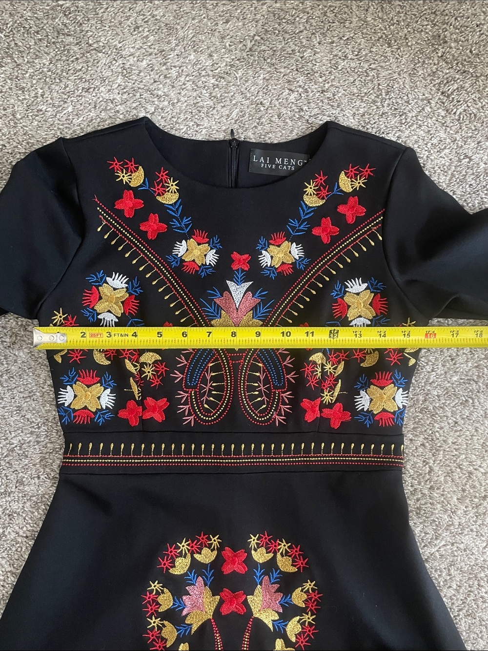 Lai Meng Black Embroidered Half-Sleeve Dress - Picture 8 of 10